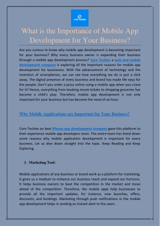 What is the Importance of Mobile App Development for Your Business?