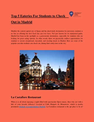 Top 5 eateries for students to check in madrid