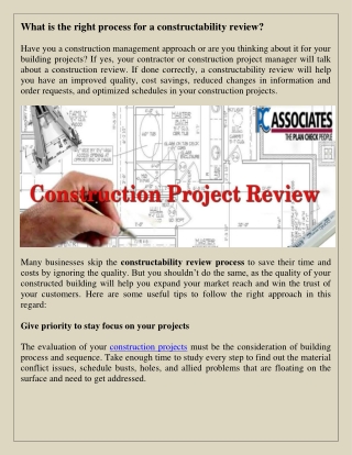 What is the right process for a constructability review?