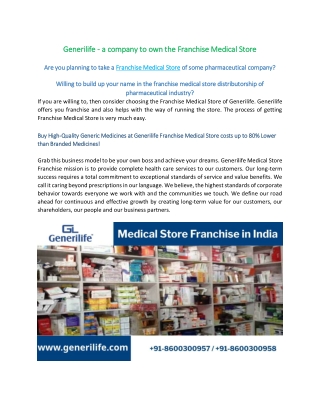 Franchise Medical Store