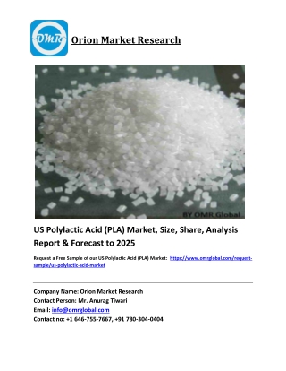 US Polylactic Acid (PLA) Market Growth, Size, Share, Industry Report and Forecast 2019-2025