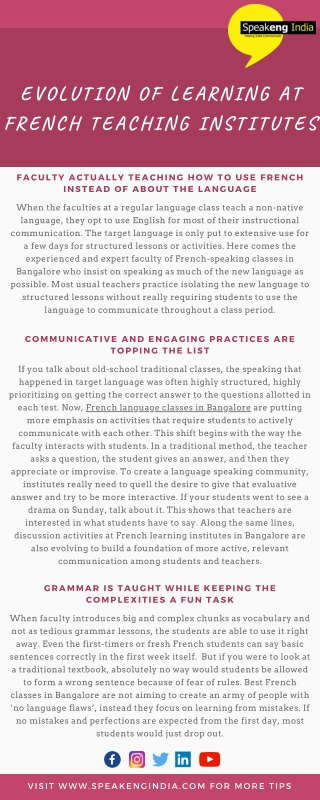 EVOLUTION OF LEARNING AT FRENCH TEACHING INSTITUTES