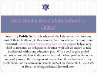 Best Senior Secondary School in Jaipur