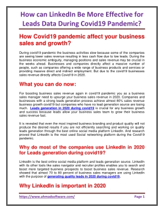How can LinkedIn more effective for leads data during covid19 pandemic