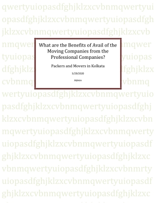 What are the Benefits of Avail of the Moving Companies from the Professional Companies?