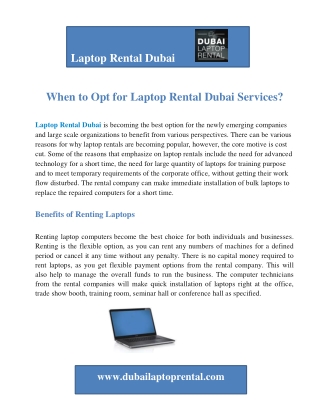 When to Opt for Laptop Rental Dubai Services?