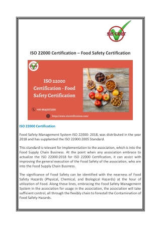 ISO 22000 Certification – Food Safety Certification