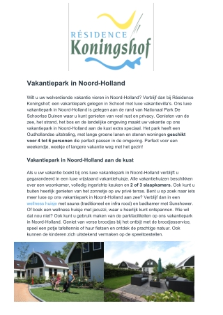 Résidence Koningshof - Vakantiepark in Noord-Holland