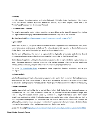 Car Valve Market Share