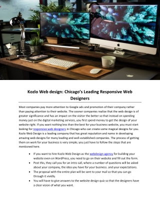 Kozlo Web design: Chicago’s Leading Responsive Web Designers