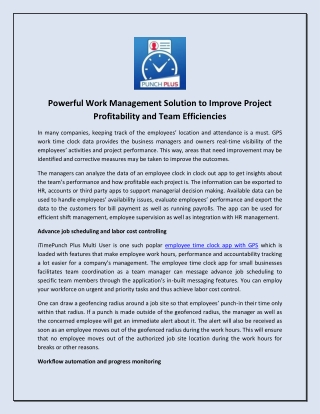 Powerful Work Management Solution to Improve Project Profitability and Team Efficiencies