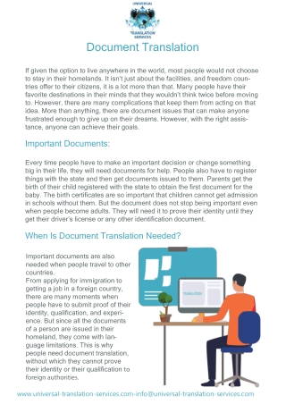 Document Translation - Universal Translation Services