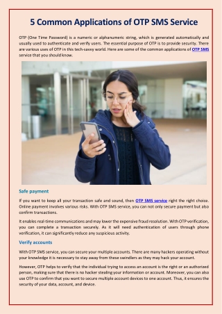 5 Common Applications of OTP SMS Service