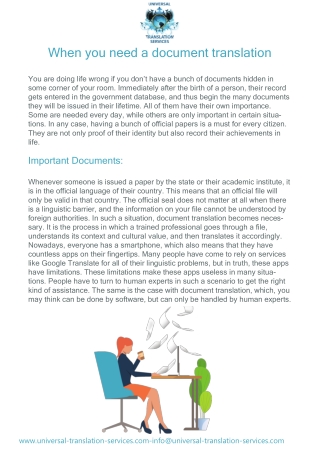 When You Need a Document Translation