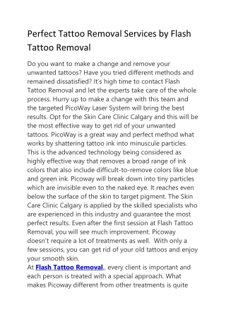 Perfect Tattoo Removal Services by Flash Tattoo Removal