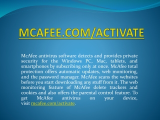 Steps for Activating McAfee Setup