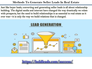 Methods To Generate Seller Leads In Real Estate
