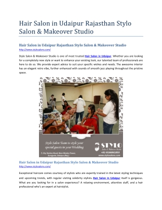 Hair Salon in Udaipur Rajasthan Stylo Salon & Makeover Studio