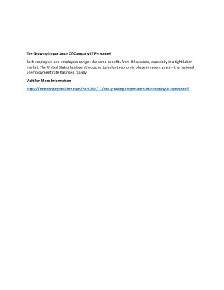 The Growing Importance Of Company IT Personnel