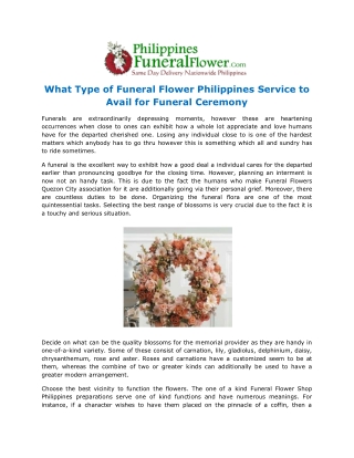Type of Funeral Flower Philippines