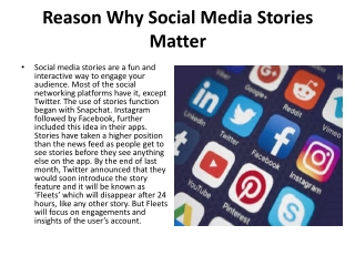 Reason Why Social Media Stories Matter