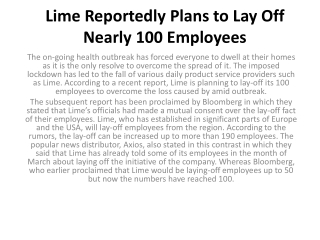 Lime Reportedly Plans to Lay Off Nearly 100 Employees