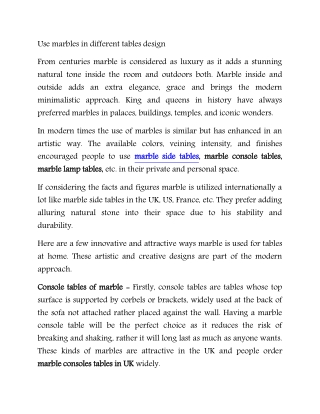 Use marbles in different tables design