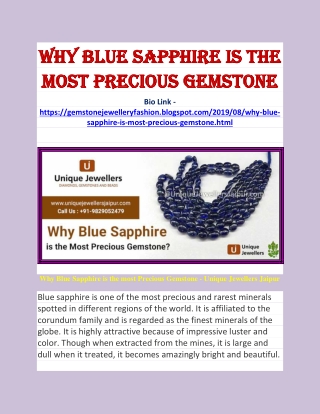 Why Blue Sapphire is the most Precious Gemstone?