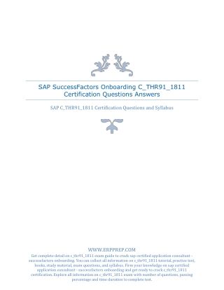 SAP SuccessFactors Onboarding C_THR91_1811 Certification Questions [PDF]