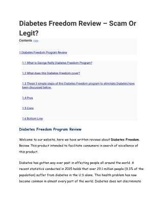 Diabetes Freedom Reviews - Does It Really Work Or Scam?