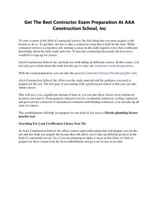 Get The Best Contractor Exam Preparation At AAA Construction School, Inc