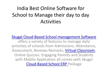 India Best Online Software for School to Manage their day to day Activities