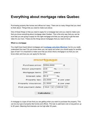 Everything about mortgage rates Quebec