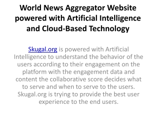 World News Aggregator Website powered with Artificial Intelligence and Cloud-Based Technology