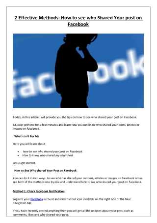 2 Effective Methods: How to see who Shared Your post on Facebook