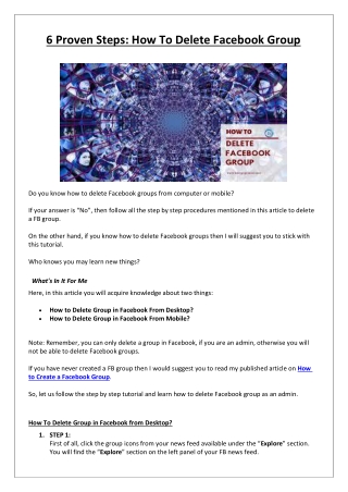 6 Proven Steps: How To Delete Facebook Group