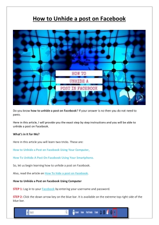 How To Unhide A Post On Facebook: 7 Steps