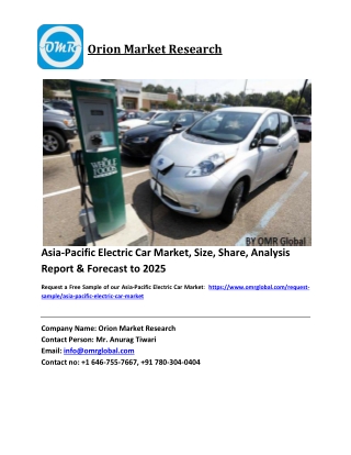 Asia-Pacific Electric Car Market Growth, Size, Share, Industry Report and Forecast 2019-2025