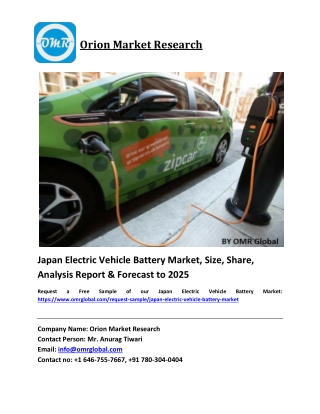 Japan Electric Vehicle Battery Market Growth, Size, Share, Industry Report and Forecast 2019-2025