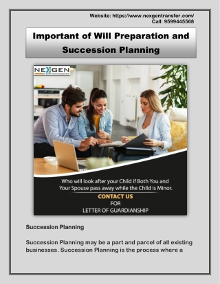 Important of Will Preparation and Succession Planning