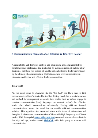 5 Communication Elements of an Efficient & Effective Leader