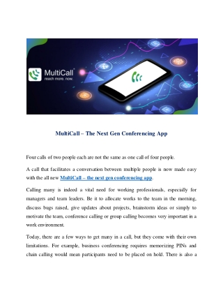 MultiCall – The Next Gen Conferencing App