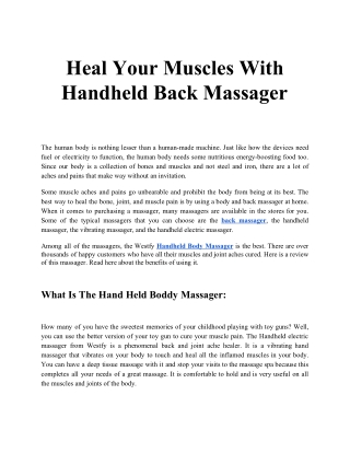 Heal Your Muscles With Handheld Back Massager