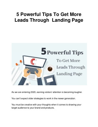 5 Powerful Tips To Get More Leads Through Landing Page