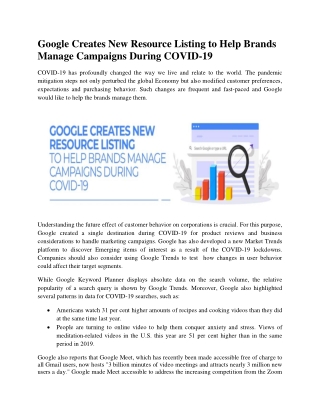 Google Creates New Resource Listing to Help Brands Manage Campaigns During COVID-19