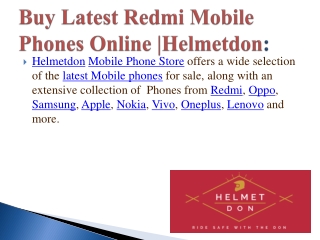 Buy Latest Redmi Mobile Phones Online |Helmetdon: