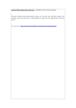 Android Web Application Services – Reliable Android Web Developer