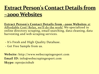 Extract Person's Contact Details from ~2000 Websites