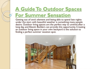 A Guide To Outdoor Spaces For Summer Sensation