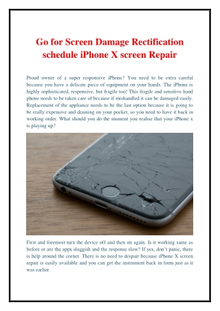 Go for Screen Damage Rectification schedule iPhone X screen Repair